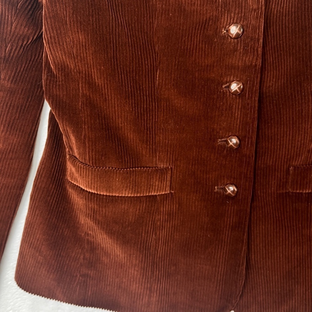 Avon Fashions Vintage Sz 9/10 Brown Corduroy Blazer Professor Academia Cottage - Picture 10 of 14